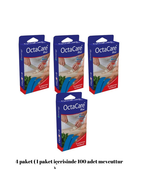 4 Paket Mavi Yara Bandı Su Geçirmez Dedektör Duyarlı