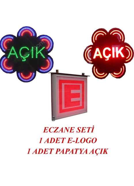 Eczane Led E-logo Ve Animasyonlu Papatya Açık Yazısı