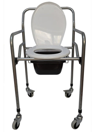 Tekerlekli Katlanabilir Seyyar Hasta Yaşlı Tuvalet Sandalyesi Klozetli Kovalı Wc Oturak