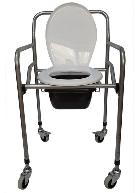 Tekerlekli Katlanabilir Seyyar Hasta Yaşlı Tuvalet Sandalyesi Klozetli Kovalı Wc Oturak
