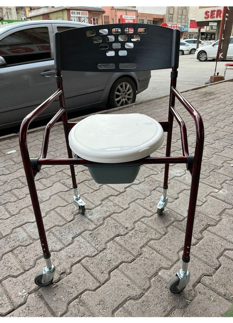 Katlanır Tekerlekli Klozet Yükseltici Tuvalet Sandalyesi