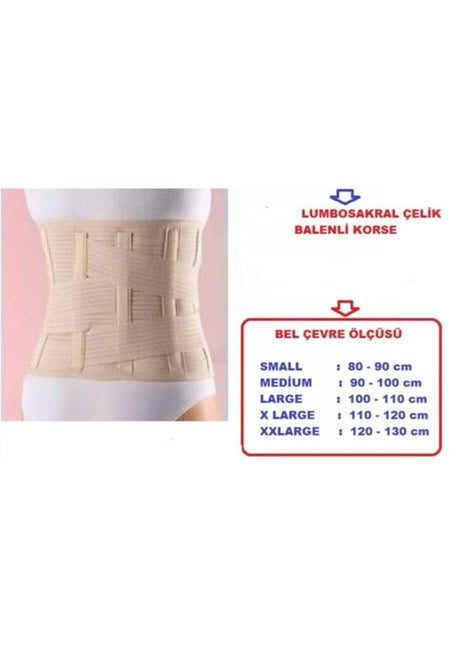 Lumbosakral Çelik Balenli Bel Fıtık Korsesi Bel Düzleşmesi Bel Kayması Çelik Destekli Demirli