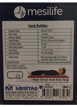 Mesilife Boru Tipi Ventilasyonlu Havalı Yatak Sistemi