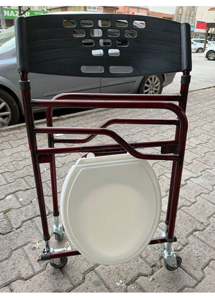 Katlanır Tekerlekli Klozet Yükseltici Tuvalet Sandalyesi