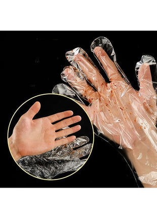 100 Adet Tek Kullanımlık Temizlik Pastane Eldiveni Poşet Şeffaf Eldiven Pet Eldiven 1 Paket