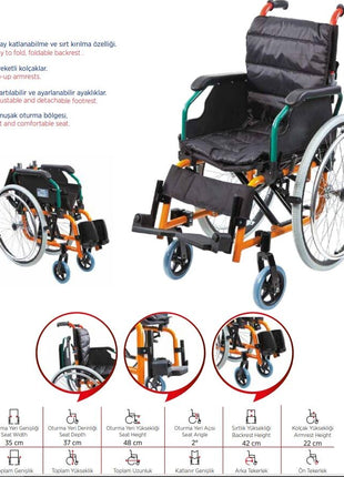 Turuncu Çocuk Tekerlekli Sandalye