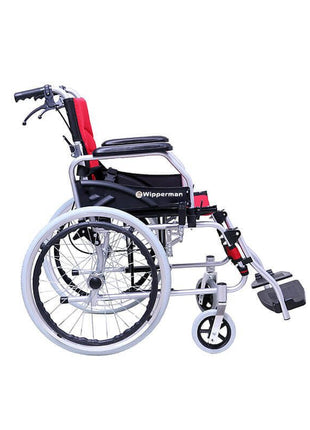 W 203 Refakatçi Katlanabilir Büyük Teker Frenli Tekerlekli Sandalye Kırmızı