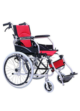 W 203 Refakatçi Katlanabilir Büyük Teker Frenli Tekerlekli Sandalye Kırmızı