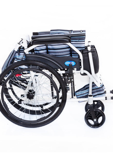 Comfort Plus KY863-20 Mavi Desenli Alüminyum Tekerlekli Sandalye