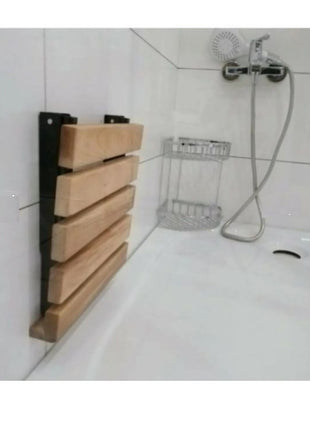 Katlanır Duş Taburesi - Doğal Ahşap Katlanır Banyo Oturağı