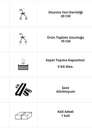 Alüminyum Tekerlekli Rolatör Gümüş Gri