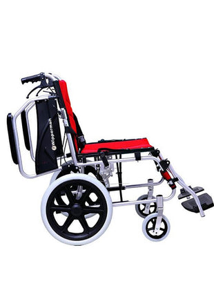 W 206  Refakatçi Frenli Katlanabilir Tekerlekli Sandalye Kırmızı Renkli