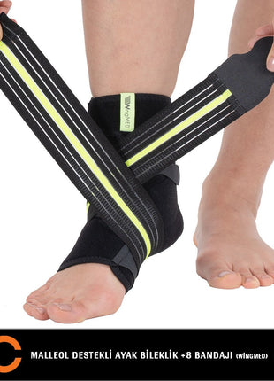 Malleol Destekli Ayak Bilekliği ve 8 Bandaji