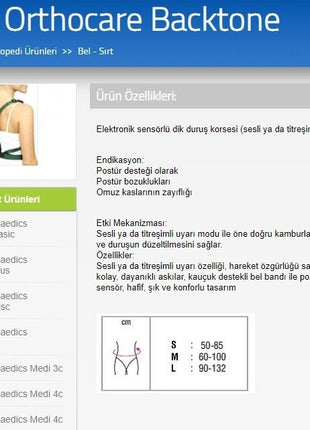 BackTone Dik Duruş Korsesi Elektronik Sensörlü MEDİUM