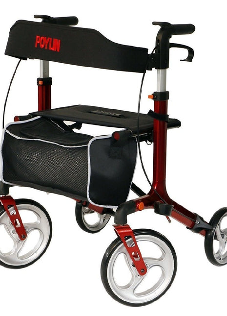 Poylin P888 Ultra Lüks Rolatör Kırmızı - Titanyum Gri