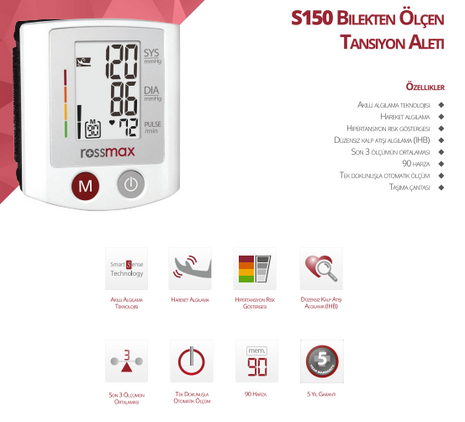 Rossmax S150 Bilekten Ölçen Tansiyon Aleti