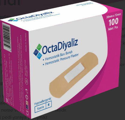 OctaDiyaliz Hemostatik Bası Bandı 30 mm x 72 mm 120 Adet