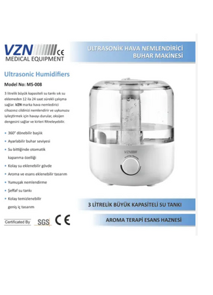 VZN Ultrasonik Hava Nemlendirici Buhar Makinesi