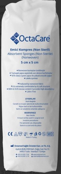 Octacare Non-Steril Spanç  Emici  Kompres Gazlı Bez  5 cm x 5 cm - 4 Kat 200 Adet