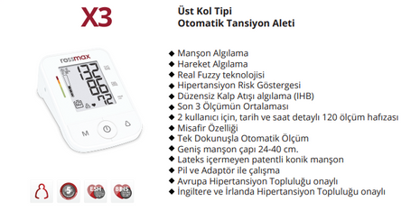Rossmax X3 Üst Kol Tipi Otomatik Tansiyon Aleti 5 Yıl Garantili