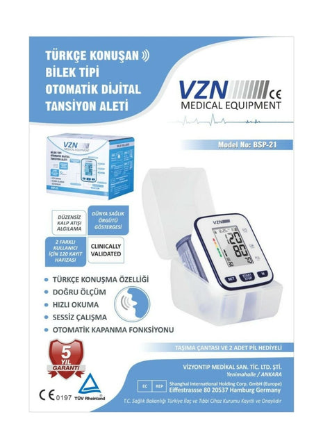 Vzn Bilekten Ölçen Tansiyon Aleti 5 Yıl Garanti